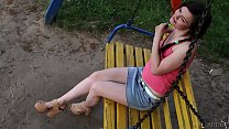 European Teen Dulcia Undressing Outdoor