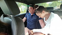 COCK Sucking SLUT Giving A BJ In The Backseat Of The Car While Driving In Public Outdoors