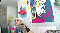 Tiny Tattooed Blonde Enjoys Some Hardcore Ass To Mouth Fun