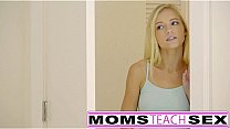 Horny Teen Alex Can't Stop Playing With Herself So When Hot Stepmom Brandi Catches Her In Action The Two Blondes Take On A Huge Cock Riding It Till Both Pussies Cum.