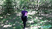 Chubby Girl With Thick Ass Sucks And Fucks On A Walk In The Woods.