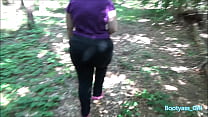 Chubby Girl With Thick Ass Sucks And Fucks On A Walk In The Woods.