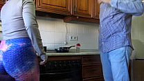 FAMILY SEX: Perverted Mom Licking Her Stepsons Asshole In The Kitchen