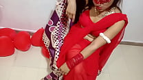 Newly Married Indian Wife In Red Sari Celebrating Valentine With Her Desi Husband   Full Hindi Best XXX