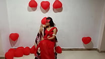 Newly Married Indian Wife In Red Sari Celebrating Valentine With Her Desi Husband   Full Hindi Best XXX