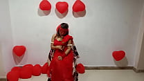 Newly Married Indian Wife In Red Sari Celebrating Valentine With Her Desi Husband   Full Hindi Best XXX