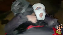 Big Boob Babe In A Mask Takes On Big Black Cock