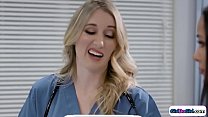 Blonde Doctor Shows Her Brunette Intern Around The Hospital.She Not Really Cheerful And The Intern Suggests To Have Some Quality Time Right Here To Up Her Mood.She Kisses The Doctor Sucks On Her Tits And Licks Her Wet Pussy.Then She Facesits Her