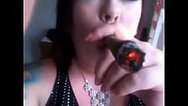 Chubby UK Mistress Tina Snua Smokes A Cigar Using A Holder   Fetish Domme