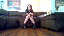 Barely Legal Goth Teen Cums All Over Living Room Floor!