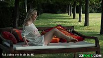 Petite Blonde With Foot Fetish Guy Outdoors