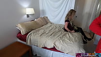 Slutty Stepmother Has Sex With Her Stepson In Bed After The Family Get Together And Eats Cum