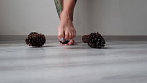 Mistress Makes Herself A Self Massage Of The Feet With Bumps. Foot Fetish. Sexy Toes