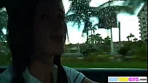 BrookeSkye Strip Off Her Clothes Showing Her Natural Tits And Pussy Rubbing Hard. She Fingering Her Pussy While Driving On Wet Road