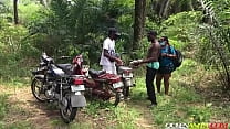 University Girl Missed Her Way To The Forest And Got Fucked By Two Bike Men And She Give Them All Styles