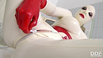 Kinky Fetish Nurse Latex Lucy Masturbates On Examination Table At The BDSM Clinic