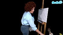 Big Tits MILF Ryan Keely Cosplay As Bob Ross Gets Horny During Painting Tutorial