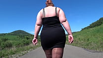 Chubby Milf With A Juicy PAWG In A Short Dress And Nylon Walking The Public Track Foot Fetish In Shoes And ASMR Pounding Of Heels