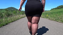 Chubby Milf With A Juicy PAWG In A Short Dress And Nylon Walking The Public Track Foot Fetish In Shoes And ASMR Pounding Of Heels