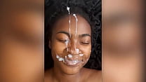 GIANT CUM FACIAL ON EBONY TEEN