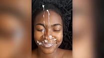 GIANT CUM FACIAL ON EBONY TEEN