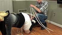 Tied Up Blowjob And Facefucking Some Blonde Bitch