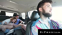 Sexy Hitchhiker Spitroasted By Bi Hunk Couple   Biphoria