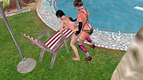 Animated 3D Sex   Cute Lesbian Girl Ducking Another Girl From Behind